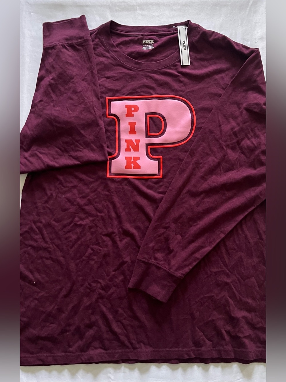 New Victoria’s Secret Pink Shirt (XL) Logo Long Sleeve $39 NWT